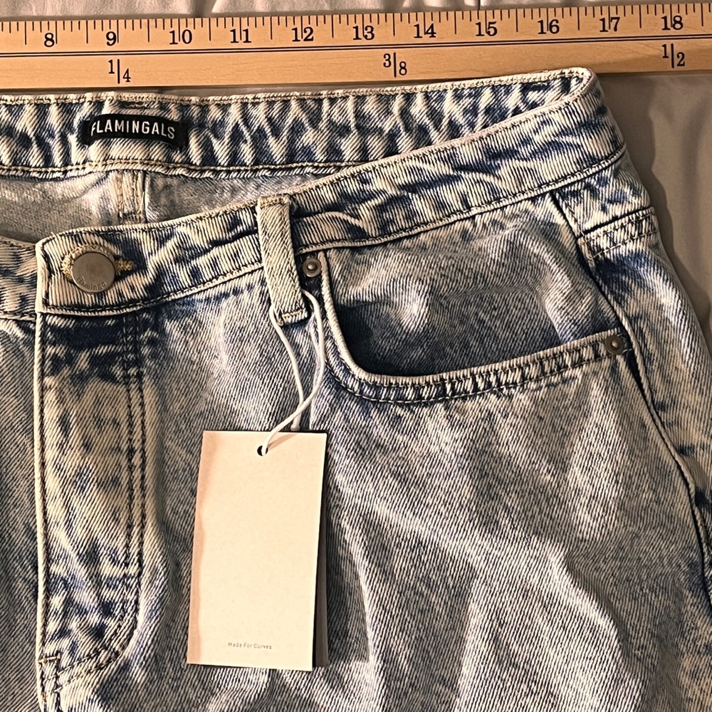 Flamingals Ripped Light Denim Flare Jeans XL NWT - Picture 9 of 11